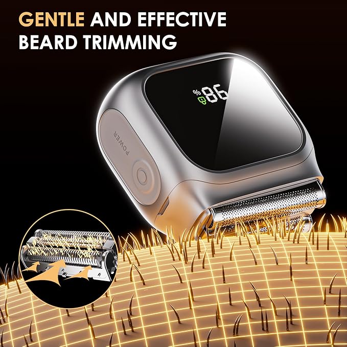 NXB Electric Razor for Men,Innovative Mirror-Like Design,Beard Trimmer for Men with 20,000 RPM Motor,LED Display,3 Floating Blades,IPX7 Waterproof,Men's Foil Shavers - Perfect for Travel & Home Use