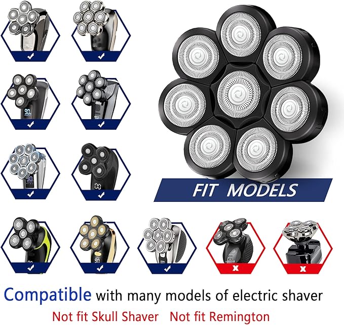 Universal Replacement Heads for Blade,Replacement Blades Compatible with Most Major Head Shaver Brands, Easy-to-Install Electric Razor Shaver Heads for Bald Men. (8 Black)