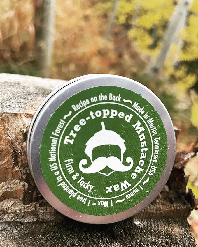 Tree-Topped Mustache Wax for Men – Firm & Tacky Hold with Natural Beeswax & Hempseed Oil – Styles, Shapes & Controls 1 Ounce (Pack of 1)