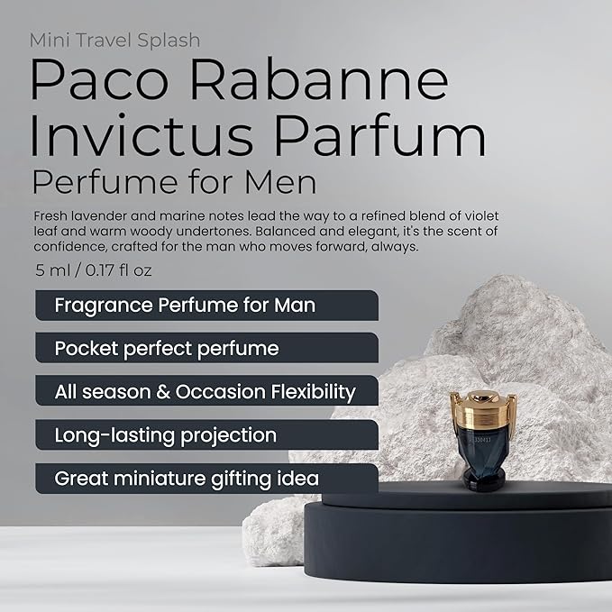 Paco Rabanne Invictus Parfum for Men Mini Perfume Splash 0.17 oz