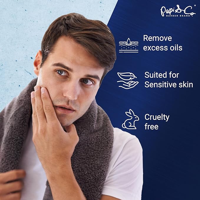 PAPI & CO. - Men's Beard & Face Wash - Deep Cleansing Gel Facial Cleanser - Hydrating Purifying Exfoliating Beard Wash - Moisturizing Conditioner for Itching Relief - Sulfate & Paraben- Free - 4.2 oz