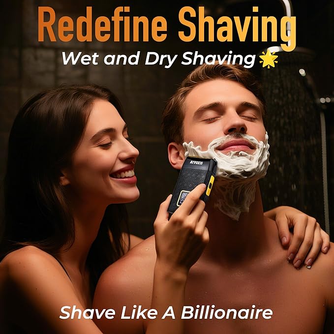 8500RPM Leather-Wrapped Close Shave Foil Shavers for Men, Portable 3-Speed Electric Foil Razor with Travel Case, Cordless 200min Runtime, USB-C Rechargeable, Fast Charging, Charger Included