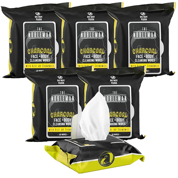 The Nobleman Cleansing Wipes 6 Pack (180 ct., Charcoal)