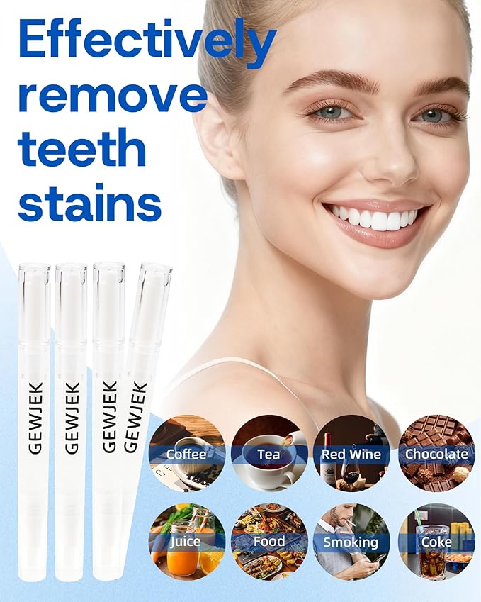 Teeth Whitening Pen, 35% Carbamide Peroxide Gel, Tooth Paint & Teeth Whitening Gel as Effective Tooth Whitener, Removes Tough Stains Coffee, Wine, Tea, Sensitive Teeth-Friendly, Travel-Portable(3 Pcs)