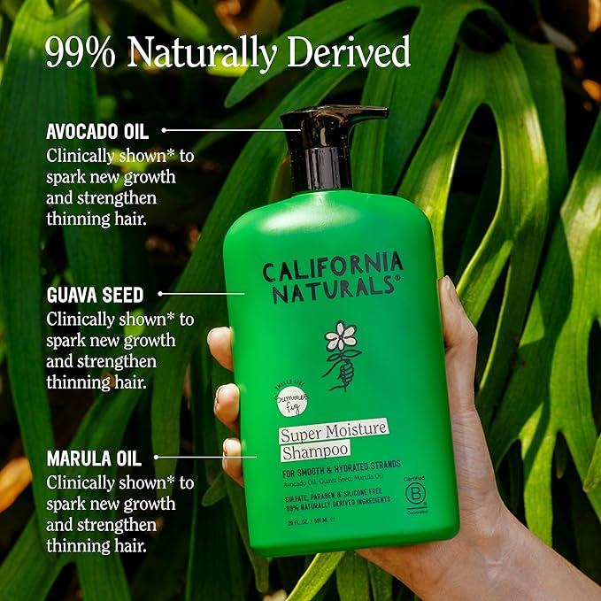 California Naturals Moisture Shampoo and Conditioner Set for Dry, Damaged Hair, Hair Care Bundle for Women and Men, Natural, Vegan, Cruelty, Silicone, Paraben, and Sulfate Free, Color Safe, 20 fl oz