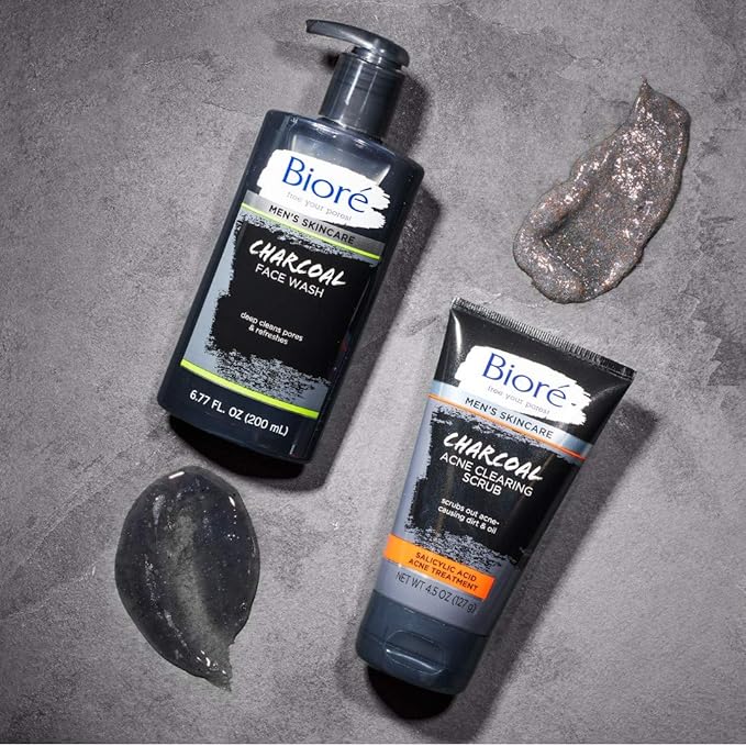 Bioré Men's Skincare Charcoal Face Wash, Deep Cleans Pores & Refreshes Skin, 6.77 Fl. Ounces
