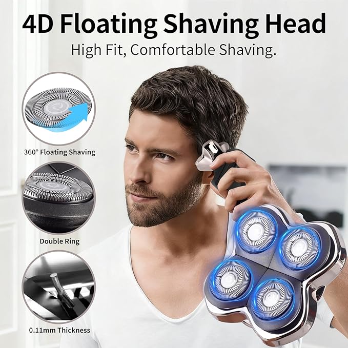 Head Shaver Replacement Heads Compatible with Pitbulls Gold PRO,Silver PRO, Platinum PRO,Butterfly Kiss PRO - Hypoallergenic Stainless Steel Shaver Foil Replacement - 4D Floating Blade