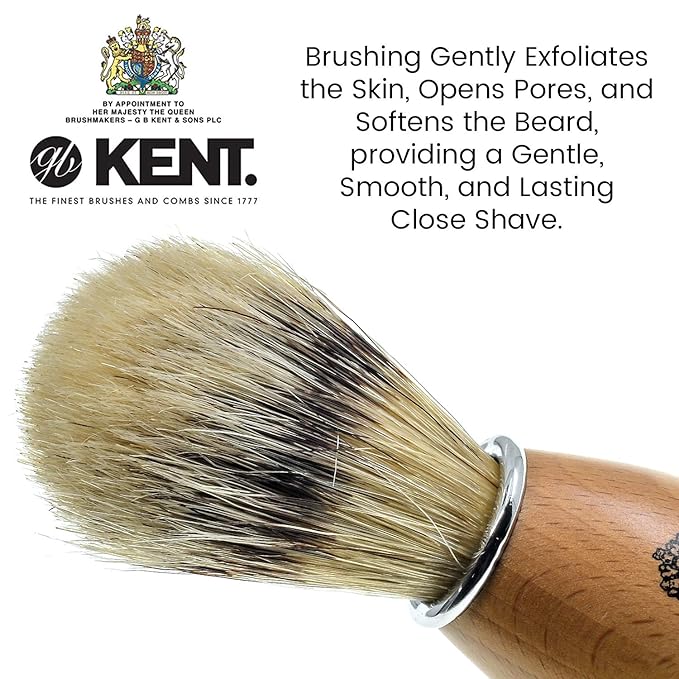 Kent VS80 Natural Badger Bristle Shaving Brush Shaving Kit for Men for Safety Razor, Shaving Razors for Men. Perfect Lather Shaving Brush for Shave Cream, Shaving Soap. Kent Luxury Shaving Since 1777