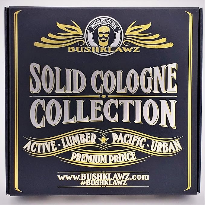Premium Prince Solid Cologne 1 oz Variety Gift Set Alcohol Free Natural Concentrated Full Size Travel Friendly Tins Men's Fragrance 4 Manly Scents to Satisfy all Types of Viking Cannon Black Prime