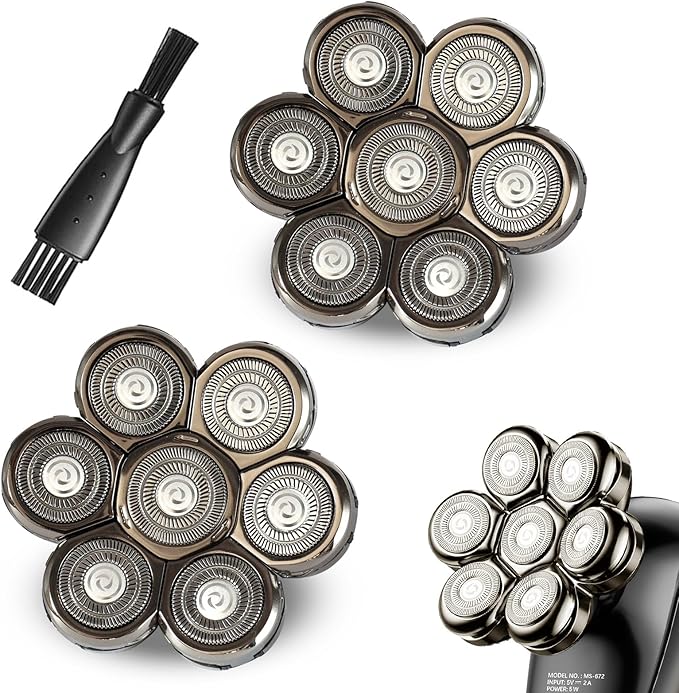 2 Pack 7D Blade Floating Replacement Heads for SHPAVER and Other Brand Head Shaver, Stainless Steel 7D Rotary Blades for Bald Men Rotary Shavers.