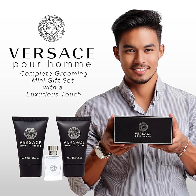 Versace Pour Homme for Men, 3 Piece Mini Gift Set