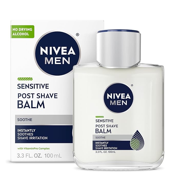 NIVEA MEN Real Madrid Limited Edition Design Sensitive Post Shave Balm, with VitaminPro Complex, Alcohol Free After Shave Balm for Men, 3.3 Fl Oz Bottle