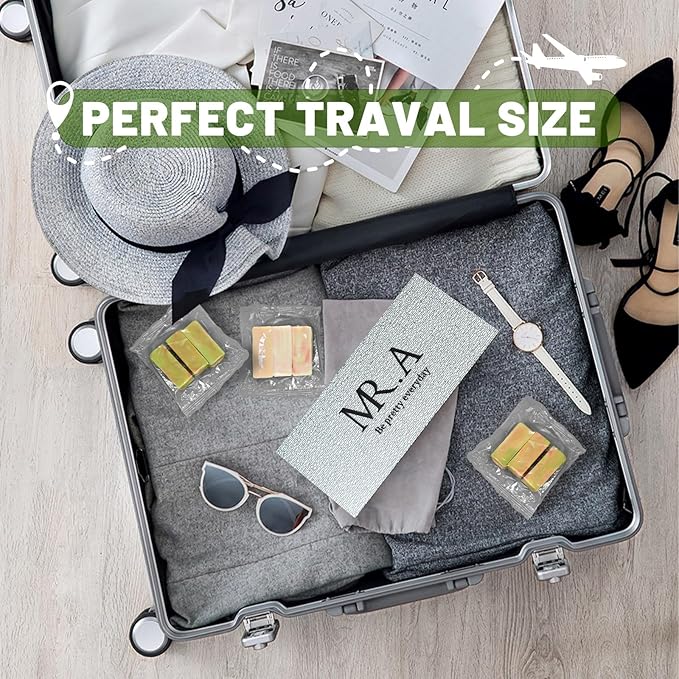 MR.A 23pcs Handmade Travel Soap, Mini Olive Hand Soap Individually Wrapped, Body Bath Gentle Bars Men Women, Travel Size Toiletries for Homeless and Hotel, Essentials Wash for Guest Bathroom