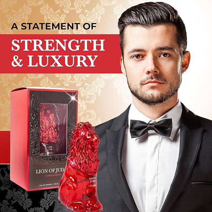 LION OF JUDAH Conqueror - Long-Lasting EDP Fragrance Comes in Elegant Lion-Shaped Glass Bottle - Men's Cologne with Cinnamon,Amber & Vanilla Notes (90ml)