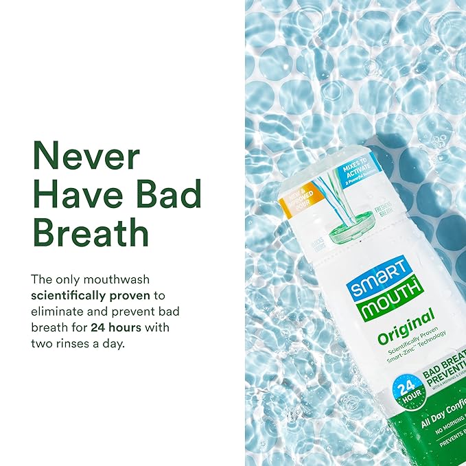 SmartMouth Original Activated 2-Pack Mouthwash & Single Packs, Travel Mouthwash, Fresh Mint