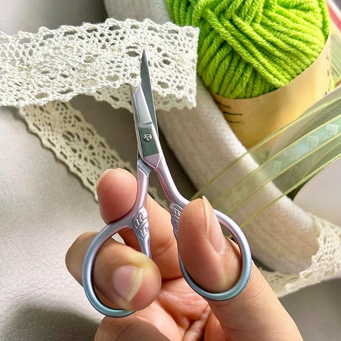 Beauty Scissors for Facial Hair Cutting, Eyebrow, Eyelash, Beard, Moustache - Multi-Functional Precision Trimming Tool for Grooming, Sewing, Embroidery, Crochet, Yarn & DIY Crafts 2 pcs 3.5 inch