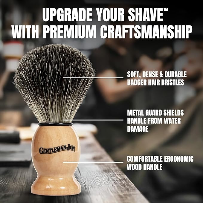 Gentleman Jon Straight Razor Shaving Kit - Vintage Wet Shave Grooming Set, Includes Straight Edge Razors for Men, Badger Hair Shaving Brush, Alum Block, Shave Soap, Bowl & Double Edge Safety Blades