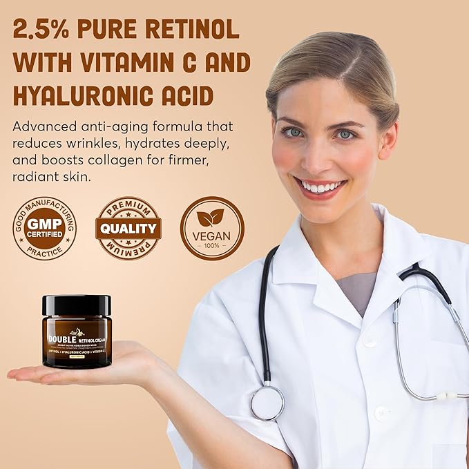 Live Healthy Retinol Cream for Face - Anti Aging, Day & Night, Face Moisturizer - Wrinkle Cream, Neck Creams for Tightening and Firming, Collagen, Hyaluronic Acid, Vitamin A - Men & Women |1.05 fl oz