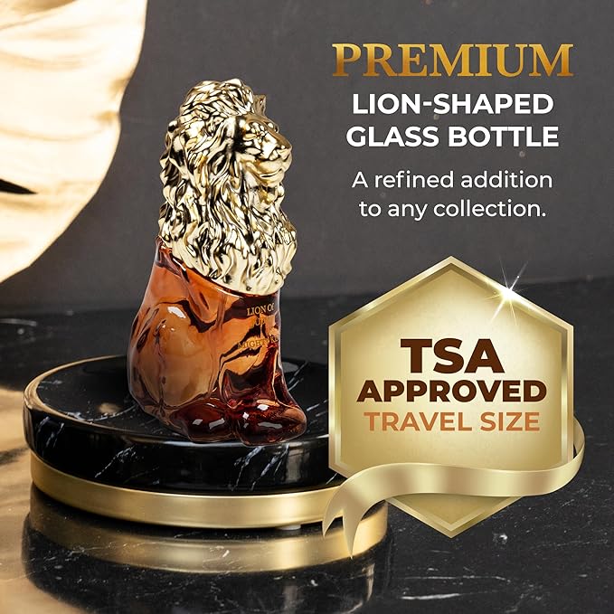 LION OF JUDAH Mighty King - Travel Size Cologne for Men - Long-Lasting EDP Fragrance Comes in Elegant Lion-Shaped Glass Bottle - Cinnamon, Dry Wood & Vanilla Notes (15ml)