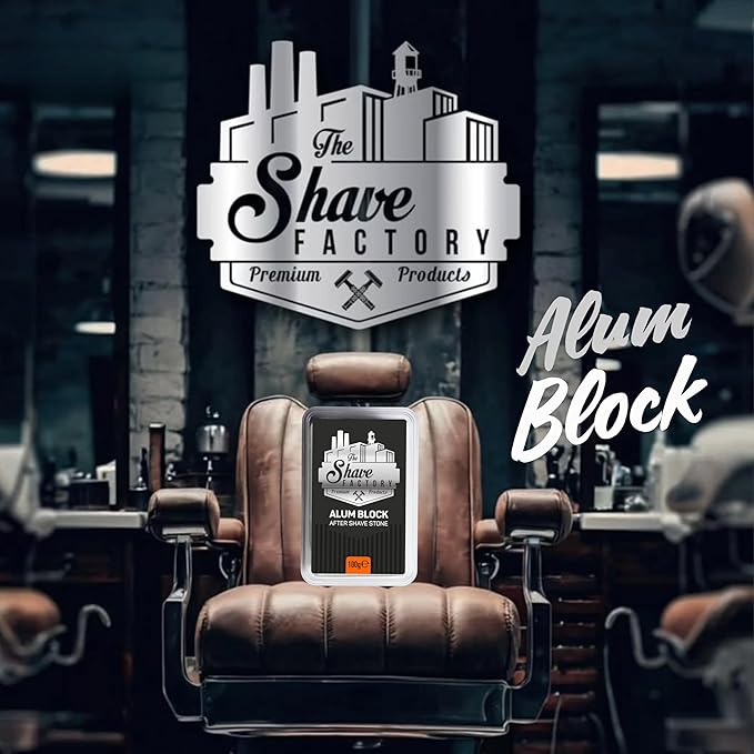 The Shave Factory Alum Block Aftershave Solution for Shaving Razor Burn Relief in Plastic Case 3.53 oz. 100gr.