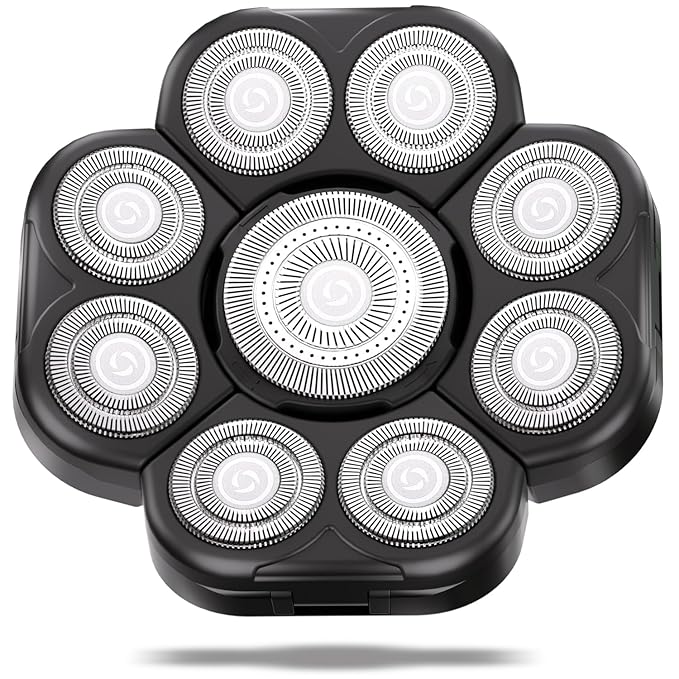 Magnetic Head Shaver Replacement Heads 7 Double Ring Waterproof Rotary Razor Blades for Bald Men Compatible with freebird wyklaus shpavver & Other Brands(black9)