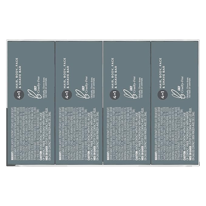 DOVE MEN + CARE Cleansing Bar Soap Charcoal + Clove Oil to Rebuild Skin in the Shower,a 4in1 Hair,Body,Face & Shaving Bar with Plant-Based Cleanser and Natural Oils 5 oz,(Pack of 8)