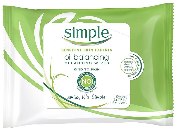 Simple Kind to Skin Facial Care, Oil Balancing Wipes 25 count