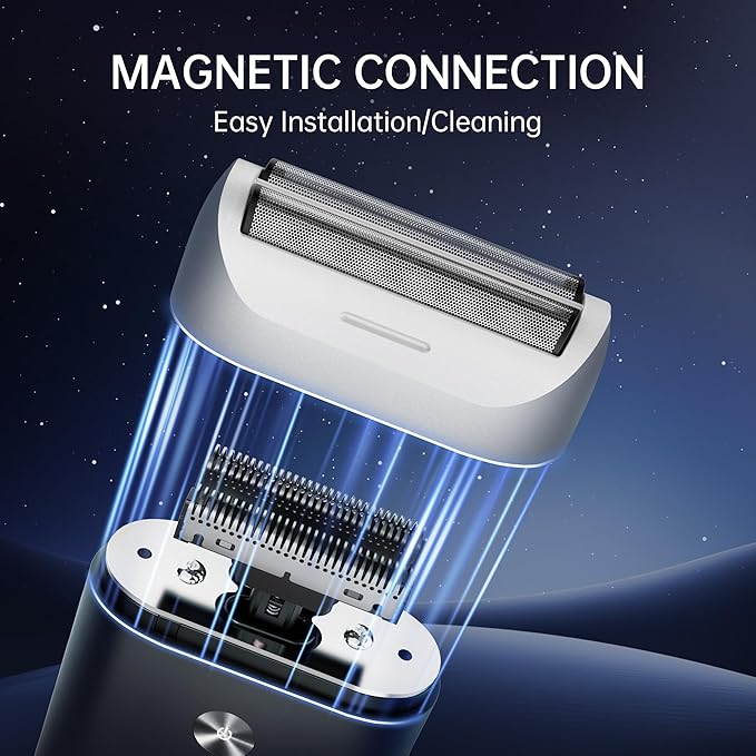 Portable Electric Razor for Men with 8,000 RPM Dual Floating Blade, 1H Charge for 60 Days, Type-C, IPX7 & Anti Pinch, Design for Daily/Travel Use, Electric Foil Shavers for Face, Black