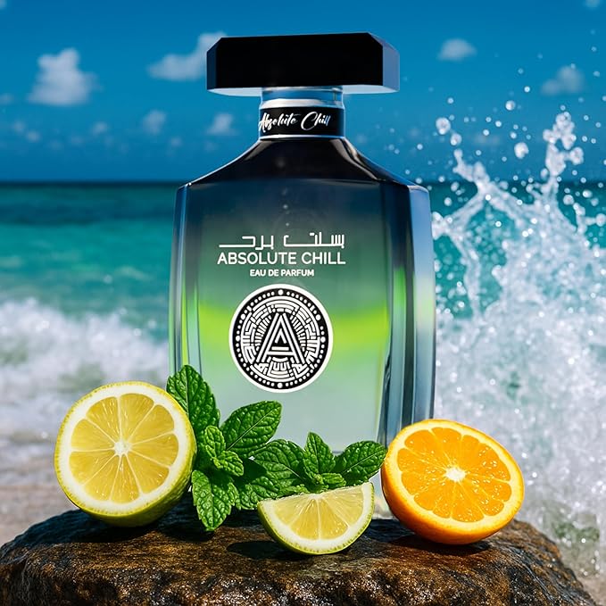 Absolute Chill 100ml EDP – Citrus Mint Perfume for Men & Women | Green Lemon, Mint, Orange, Blackcurrant | Summer Fresh Long-Lasting Fragrance