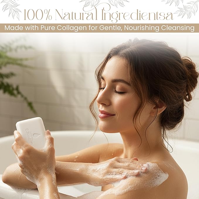 100% Pure Collagen Bar Soap For Men & Women | Natural Hand & Bath, Face & Body Soap Bar, Hydrating Body Soap Bars For Gentle Brightening Collagen Skin Care | Body Wash & Skin Care By Dewy Derma