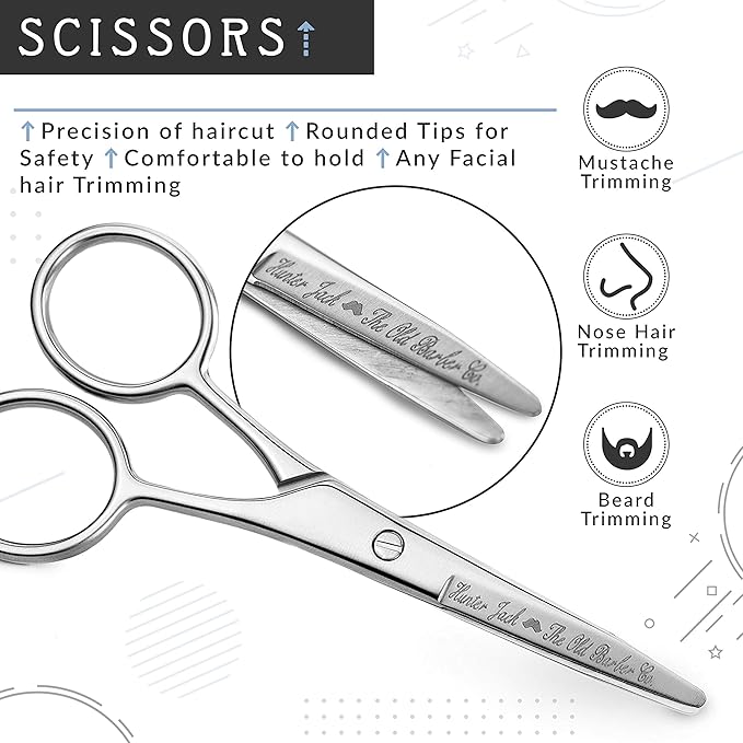 Straight Razor Kit - Complete Straight Razors for Men Kit with Beard Scissors & Metal Comb - Barber Razor for Men - 10 Extra Straight Edge Razor Blades for Shaving - Premium Polished Stainless Steel