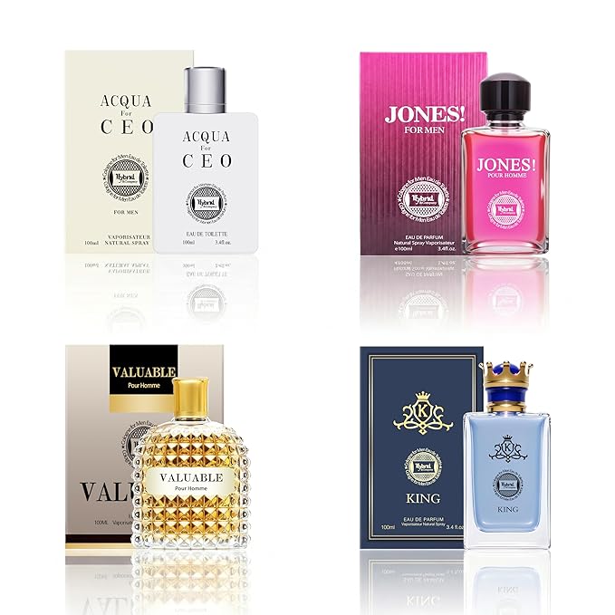 Hybrid & Company Mens 4 Pcs Jones For Ceo King Valuable Pour Homme Acqua For Ceo Eau De Perfum Vaporisateur Natural Spray