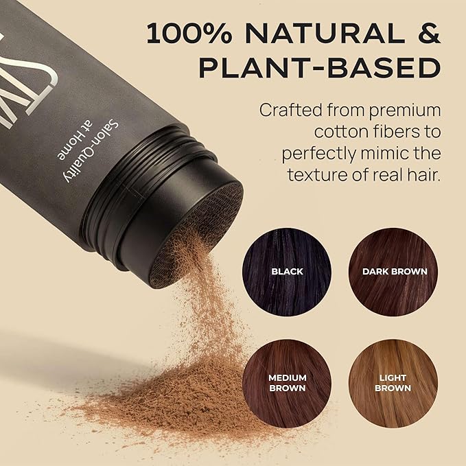 Style Edit Hair Building Fibers for Thinning Hair | Conceals Receding Hairlines, Fine Hair & Bald Spots for Fuller looking hair, 100% Plant-Based Thickening Powder for Men & Women, Light Brown 0.88oz