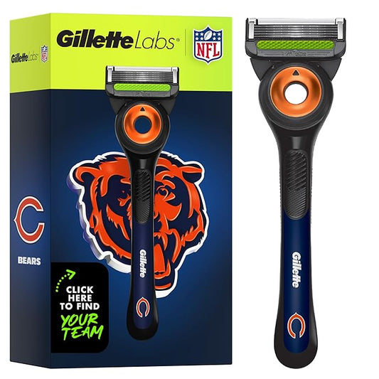 Gillette Labs Special NFL Bears Edition Shaving Razor for Men - 1 Handle, 1 Razor Blade Refill, Perfect for Game Day Grooming, GilletteLabs with Exfoliating Bar