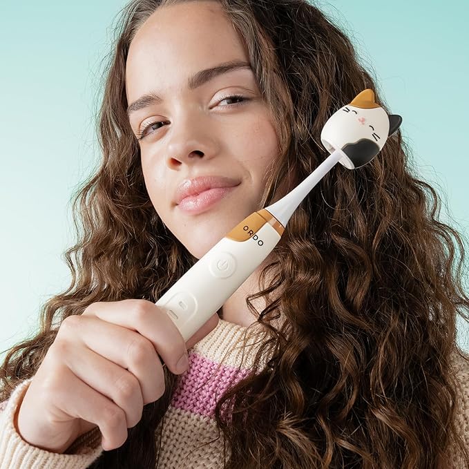 ORDO Squishmallows Electric Toothbrush, Sonic Toothbrushes for Kids, Rechargeable, 3 Brushing Modes, Over 5 Weeks Battery Life Extra Brush Head Included, Gift for Kids Aged 4 Years and Up, Cam
