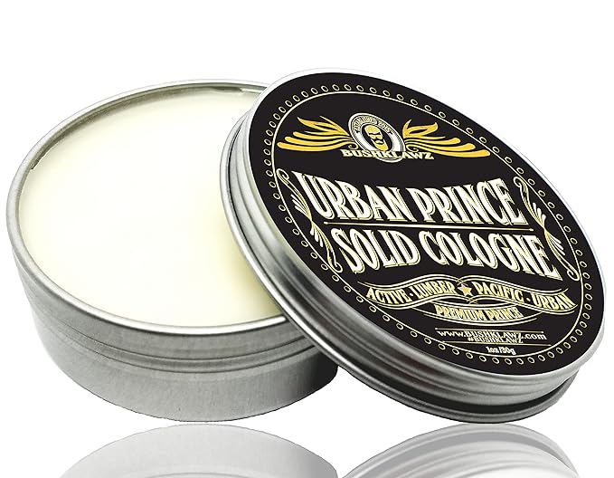 BushKlawz Urban Prince Solid Cologne 1 oz Full Size Alcohol Free Natural Concentrated Travel Friendly Tins Men's Fragrance Manly Scents to Satisfy all Types of Viking Cannon Black Prime
