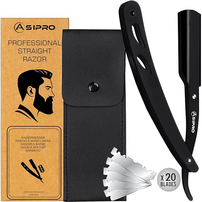 Straight Razors for Men with 20 Straight Edge Razor Blade & Case, Mens Straight Razor for Shaving Navajas Para Barbero Barber Razors for Men, Beard Razor