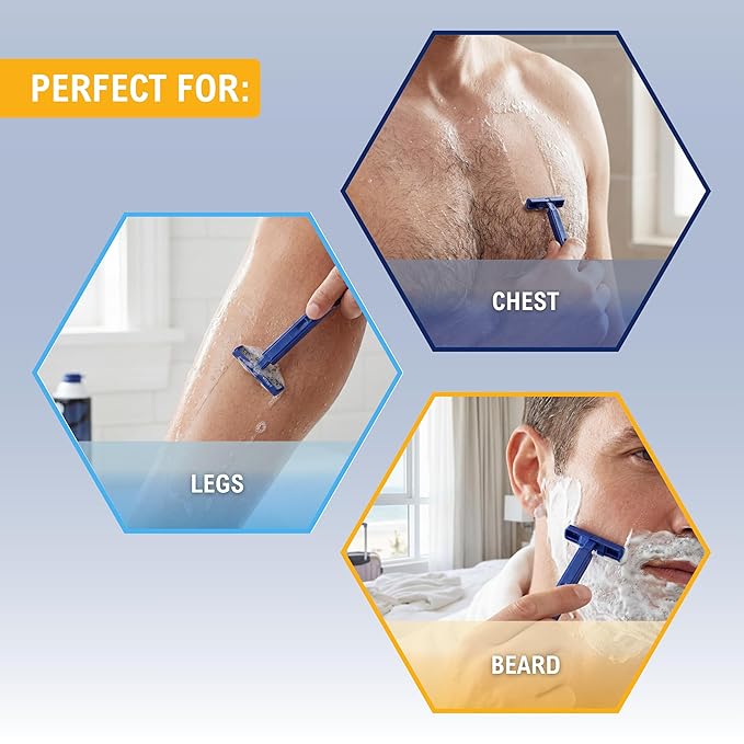 MED PRIDE Medical Razor, Double Edge Shaver (Medpride Disposable Razors | 50-Pack| Twin Blades & Easy Grip For Max Control & Smoothness| Unisex, Smooth & Comfortable Shaving Care for Men & Women)
