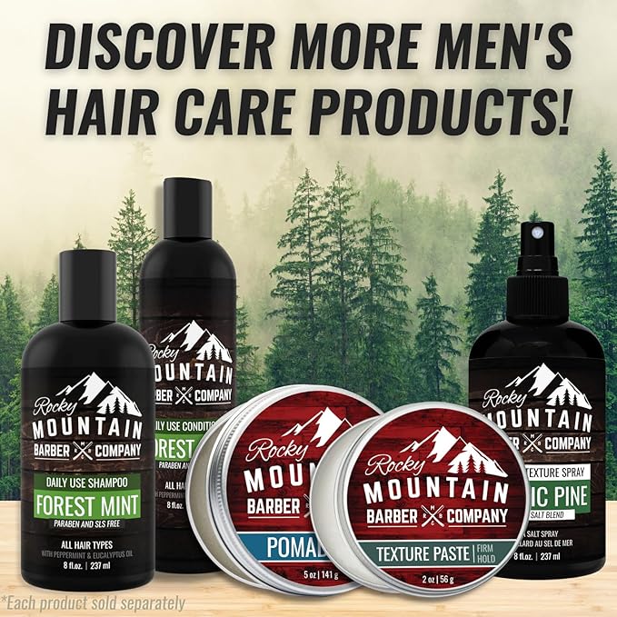 Rocky Mountain Barber Company Men's Shampoo - Tea Tree Oil, Peppermint & Eucalyptus for All Hair Types