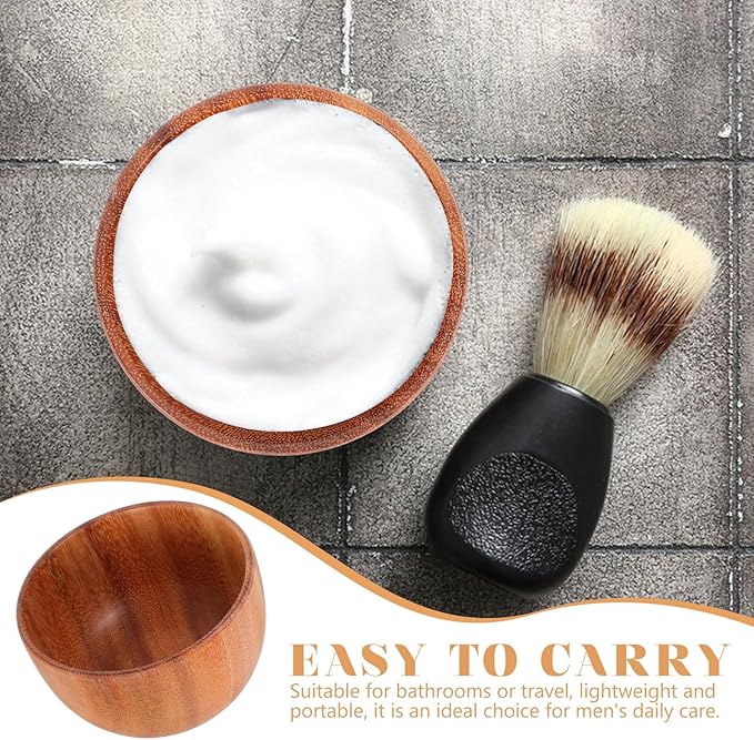 NOLITOY Wood Shaving Soap Bowl for Men, Small Reusable Wooden Shave Bowl with Lid, Shaving Cream Dish for Travel and Bathroom Beard Care