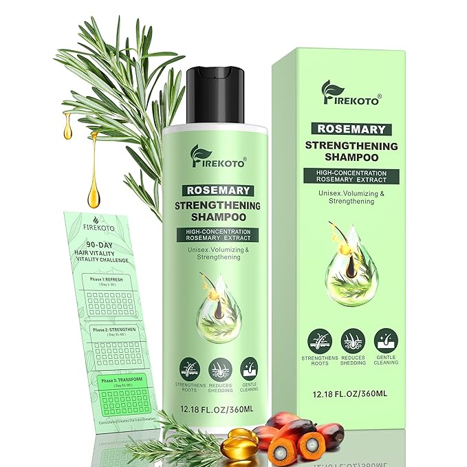 Rosemary Biotin Shampoo - Hair Loss Shampoo for Men And Women, Strengthen Roots, Control Oil & Thicken Thin Hair, Sulfate-Free, for All Hair Types 12.18 fl oz (360ml)