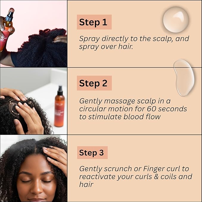 Uhuru Naturals Chebe Hair Growth Spray, 8 Oz Daily Hydrating Treatment for All Hair Types, Anti-Shedding Formula