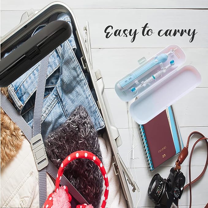 2 Pcs Electric Toothbrush Travel Case, Portable Travel Toothbrush Holder for Electric Toothbrush Set (White and Black)