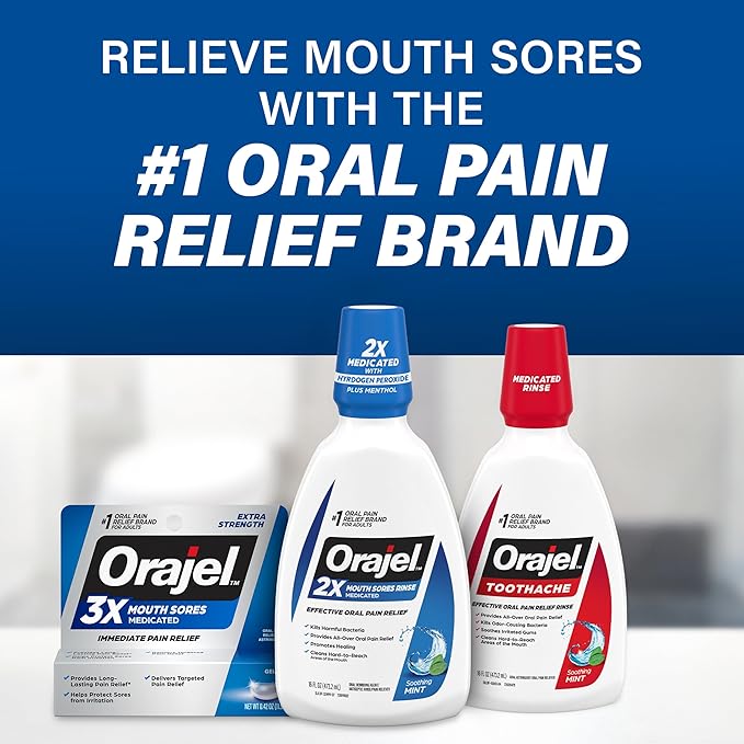 Orajel 3X for Mouth Sores: Maximum Strength Gel Tube 0.42oz- from #1 Oral Pain Relief Brand