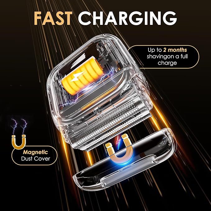 NXB Electric Razor for Men,Innovative Mirror-Like Design,Beard Trimmer for Men with 20,000 RPM Motor,LED Display,3 Floating Blades,IPX7 Waterproof,Men's Foil Shavers - Perfect for Travel & Home Use