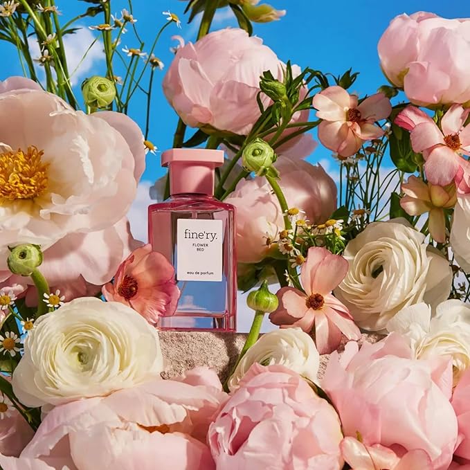 Fine'ry Flower Bed Peony Apple Perfume for Women & Girls - Lush Peony, Green Apple & Blooming Jasmine - Floral, Fresh, Full Size, Long-Lasting Hair & Body Cologne Parfum Fragrance (60mL)