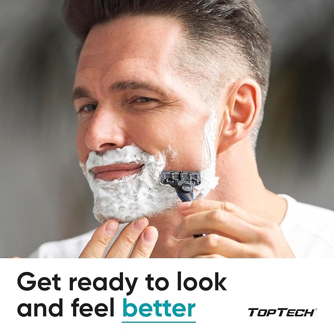 TopTech Razor 3 for Men Two Year Set - Manual Shaving Razor & Replaceable Cartridges (Handle + 25 Refills Pack) - 3 Blades Technology - Fits Gillette Mach3 - Soft Shave & Sharp - Great Refill Price