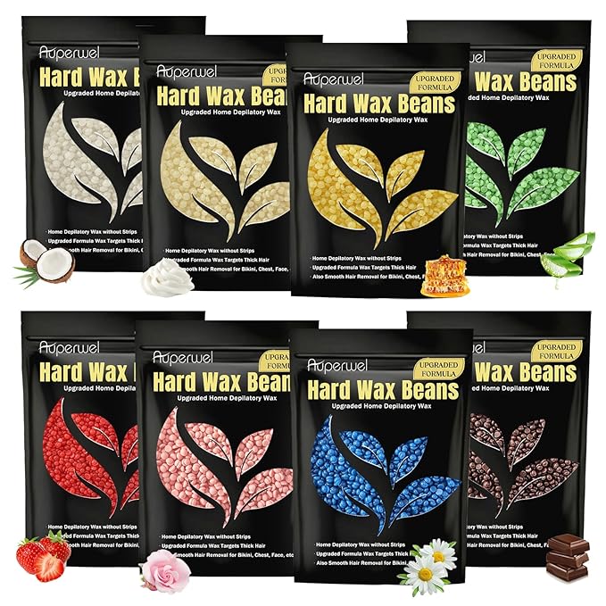 Wax Beads, 1.76lb / 800g Hard Wax Beads Coarse Hair Formula Hard Wax for Hair Removal and Senstive Skin, Wax Beads for Face, Brazilian Bikini,Body Waxing (8 Scents)