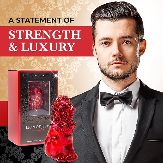 LION OF JUDAH Conqueror - Travel Size Cologne for Men - Long-Lasting EDP Fragrance Comes in Elegant Lion-Shaped Glass Bottle - Cinnamon,Amber & Vanilla Notes (15ml)