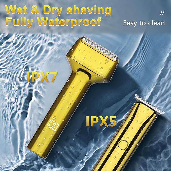 GSKY Electric Shavers for Men, Gold Baber Clipper Set, Hair Trimmer and Foil Shaver, Mens Beard Trimmer